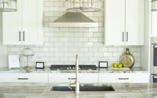 white and silver kitchen sink